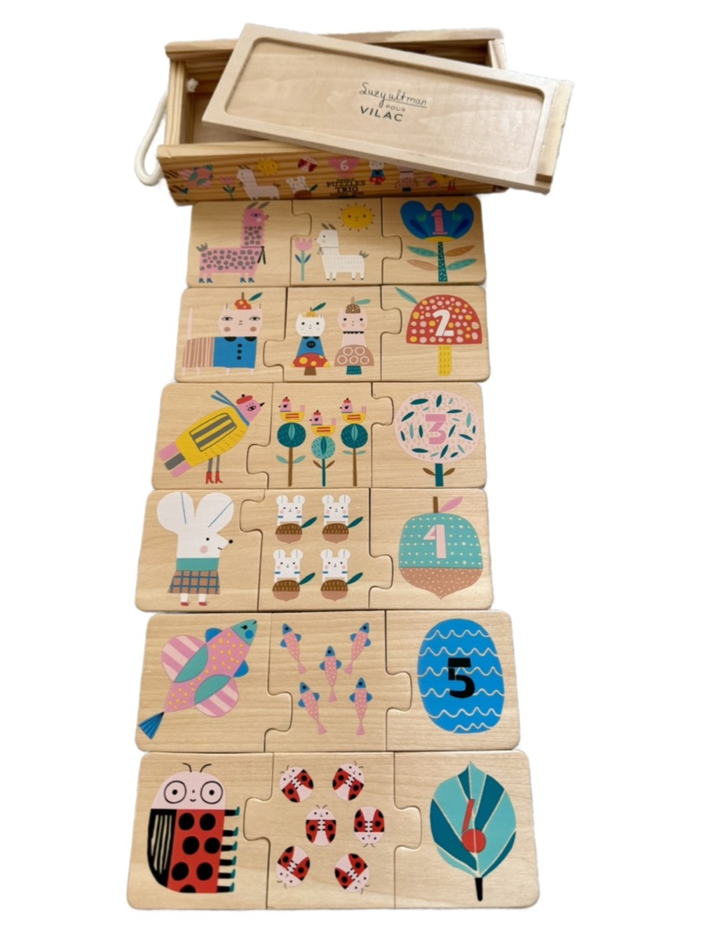 Suzy Ultman Pour Vilac Maman and Bebe Trio Puzzles